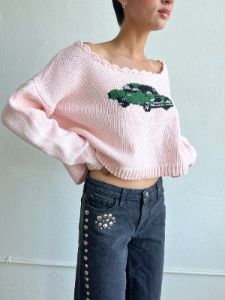 Car Sweater - Pink/Green sold by Lisa Says Gah