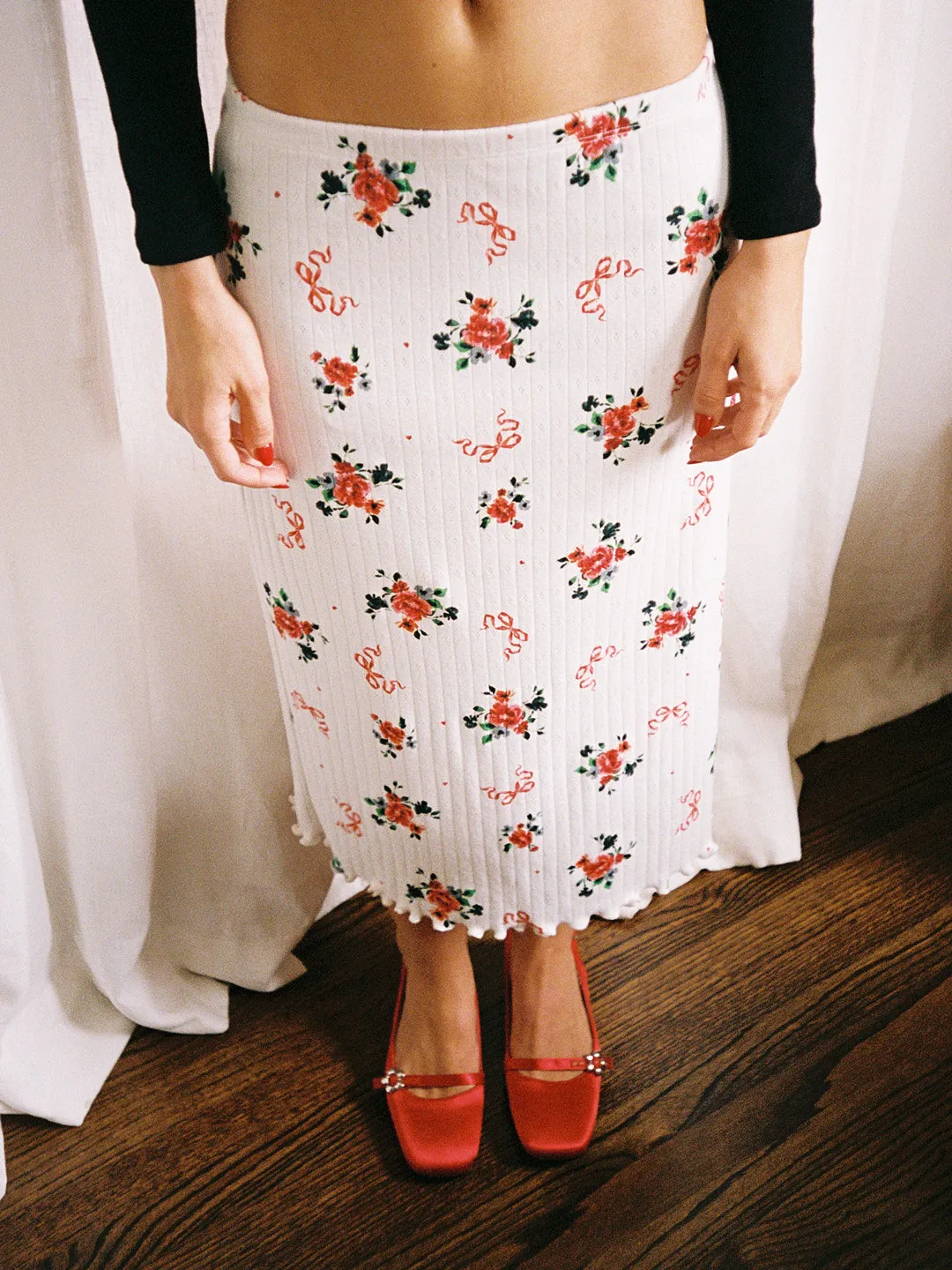 Sandy Midi Skirt - Pointelle Bouquet sold by Lisa Says Gah