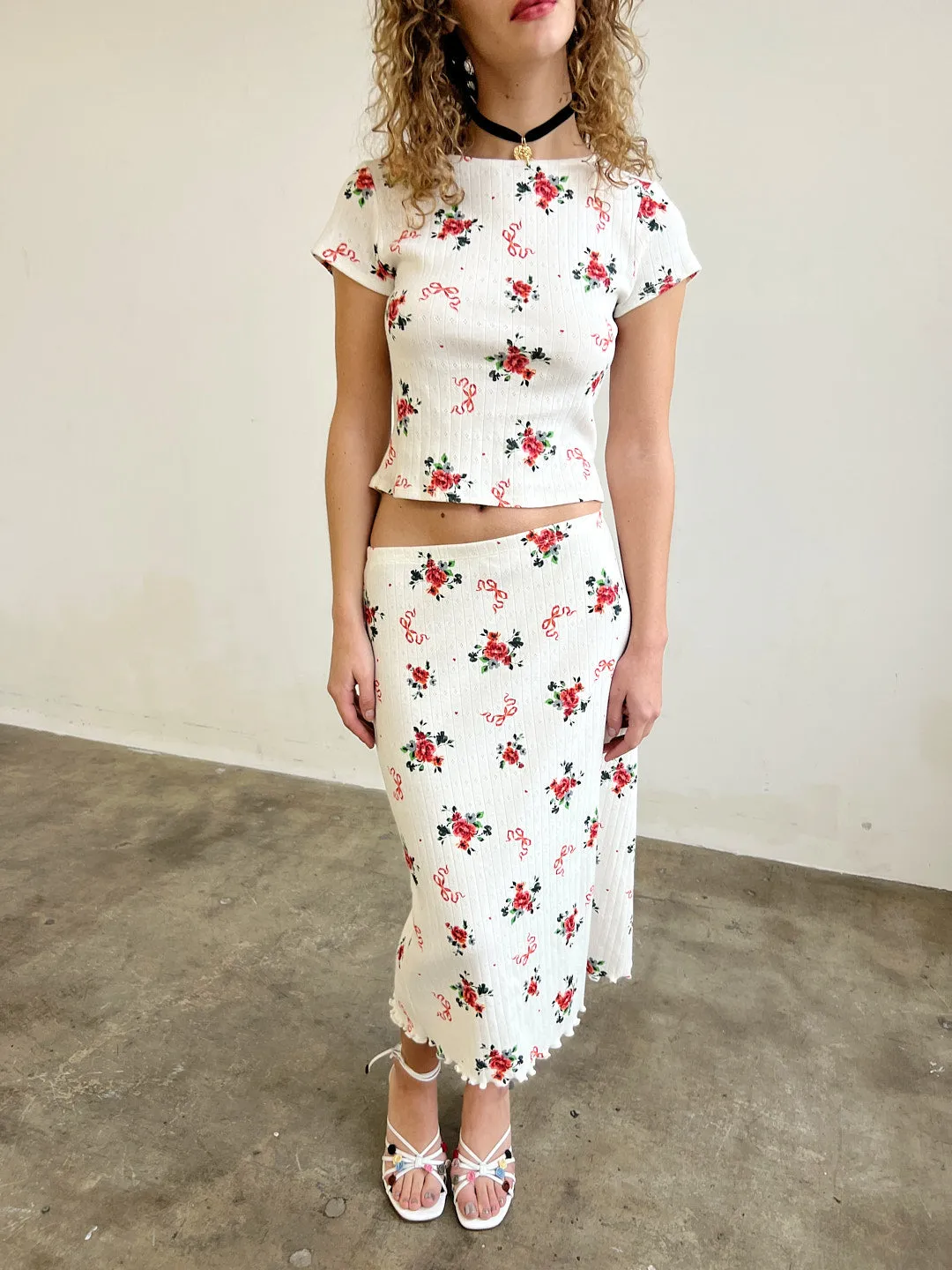 Sandy Midi Skirt - Pointelle Bouquet sold by Lisa Says Gah product image thumbnail 5