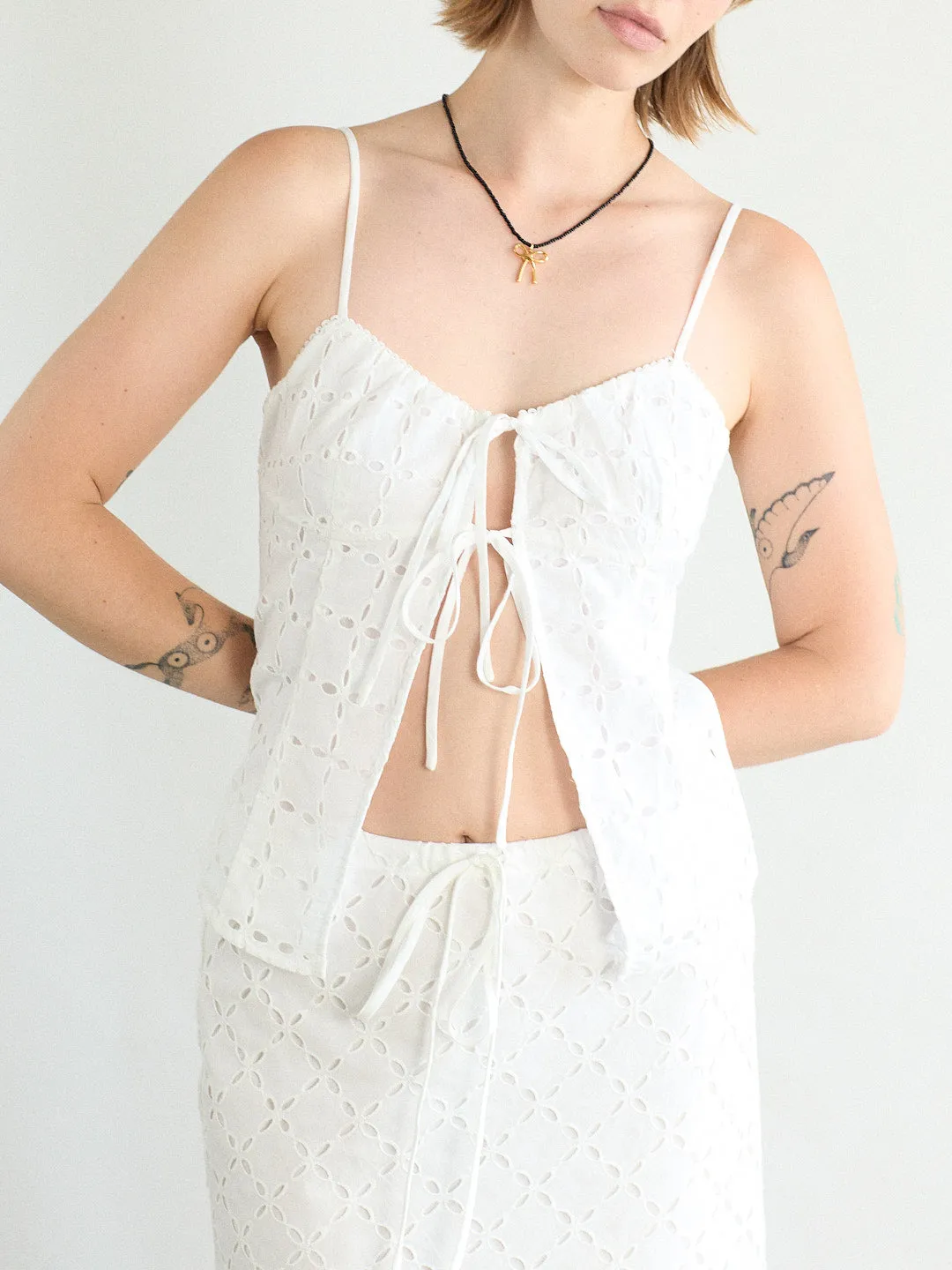 Mia Eyelet Top - White sold by Lisa Says Gah