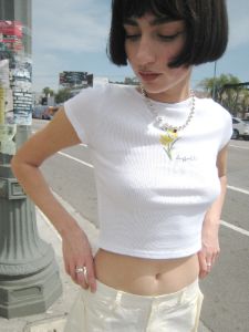 Alex Flower Tee - March Daffodil sold by Lisa Says Gah