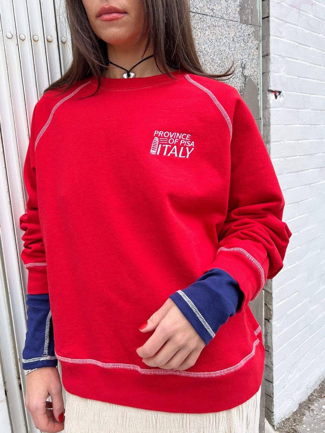 Leaning Tower of Pisa Sweatshirt - Red/White sold by Lisa Says Gah product image thumbnail 2