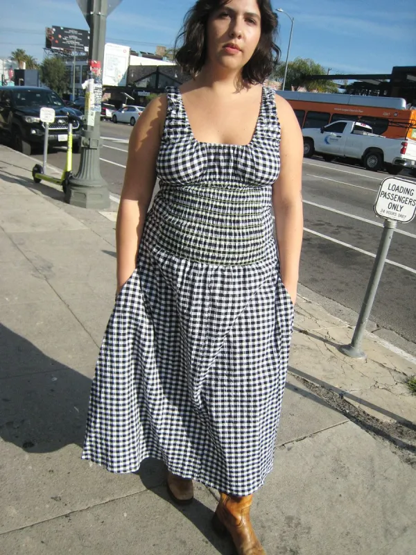 Bella Smocked Dress - Black/White Gingham sold by Lisa Says Gah