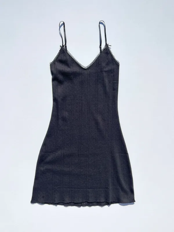 Cou Cou The Cami Slip Dress Pointelle - Black sold by Lisa Says Gah