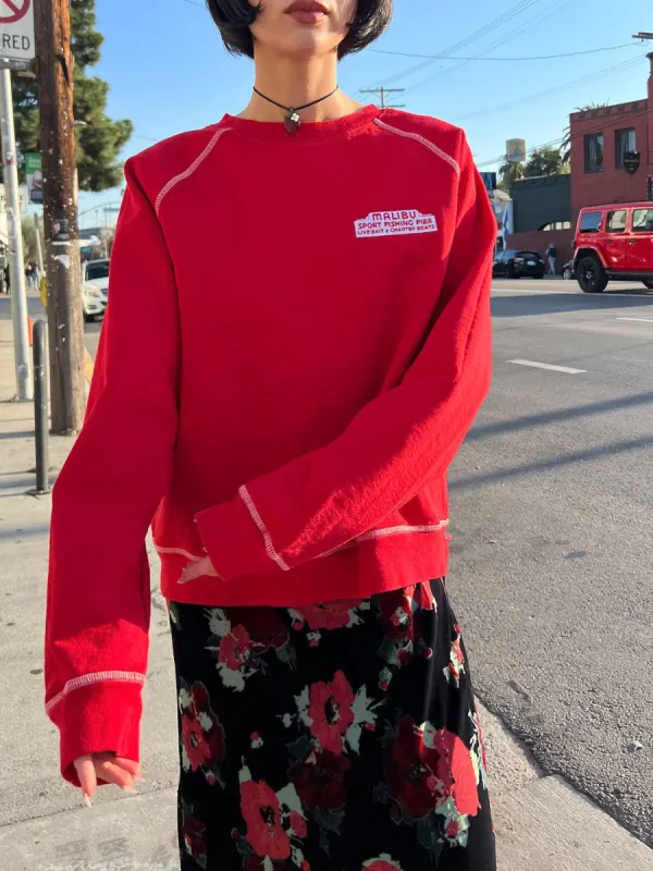 Malibu Pier Sweatshirt - Red/White sold by Lisa Says Gah
