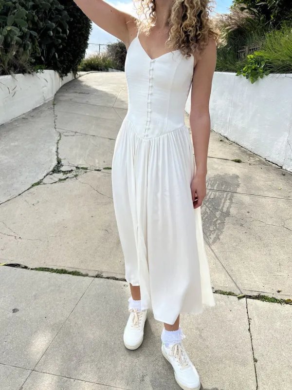 Jess Dress - White Vegan Silk sold by Lisa Says Gah