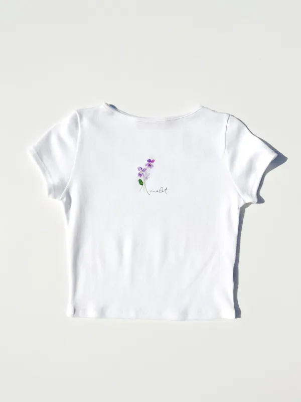 Alex Flower Tee - February Violet sold by Lisa Says Gah