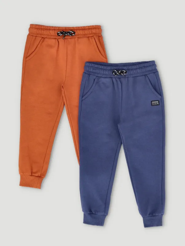 Pre-Boys 2 Pack Fleece Joggers - Rust/Navy sold by Edgars