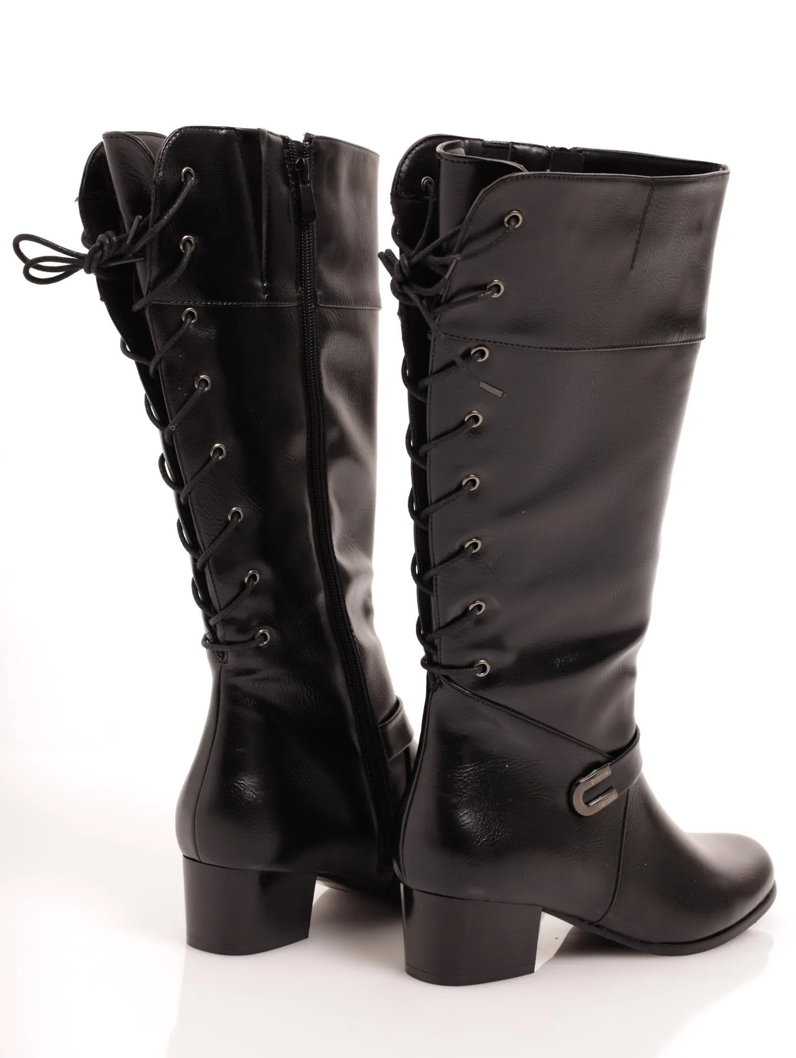 Ladies Long Buckle And Laceup Boot - Black sold by Edgars