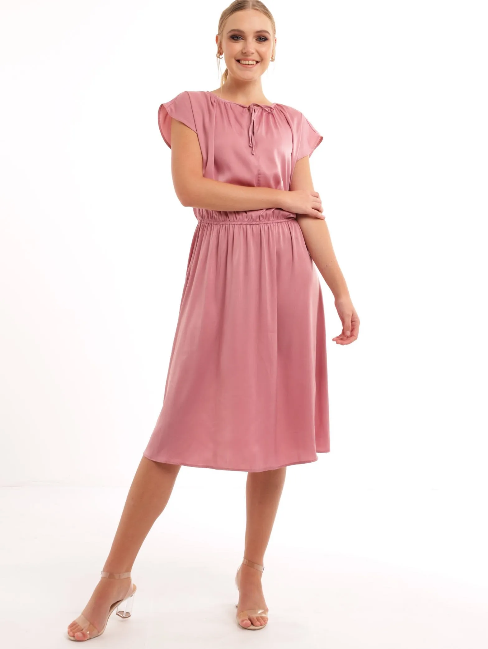 Ladies Sleeveless Elasticated Waisted Dress - Dusty Pink sold by Edgars