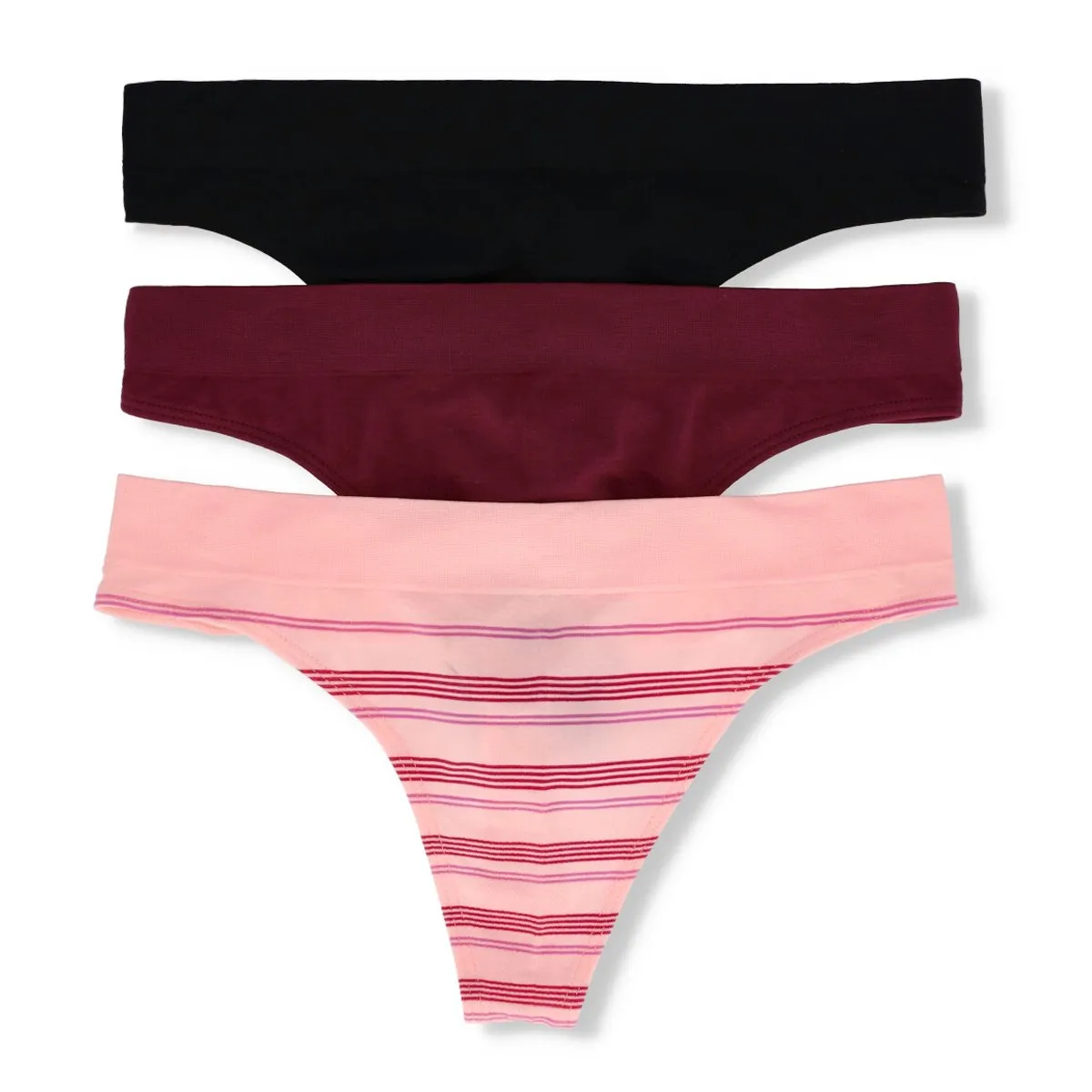 Ladies 3 Pack Thong Stripe Panty - Pink sold by Edgars