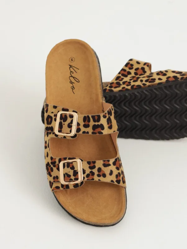 Ladies Double Buckle Animal Print Sandal sold by Edgars