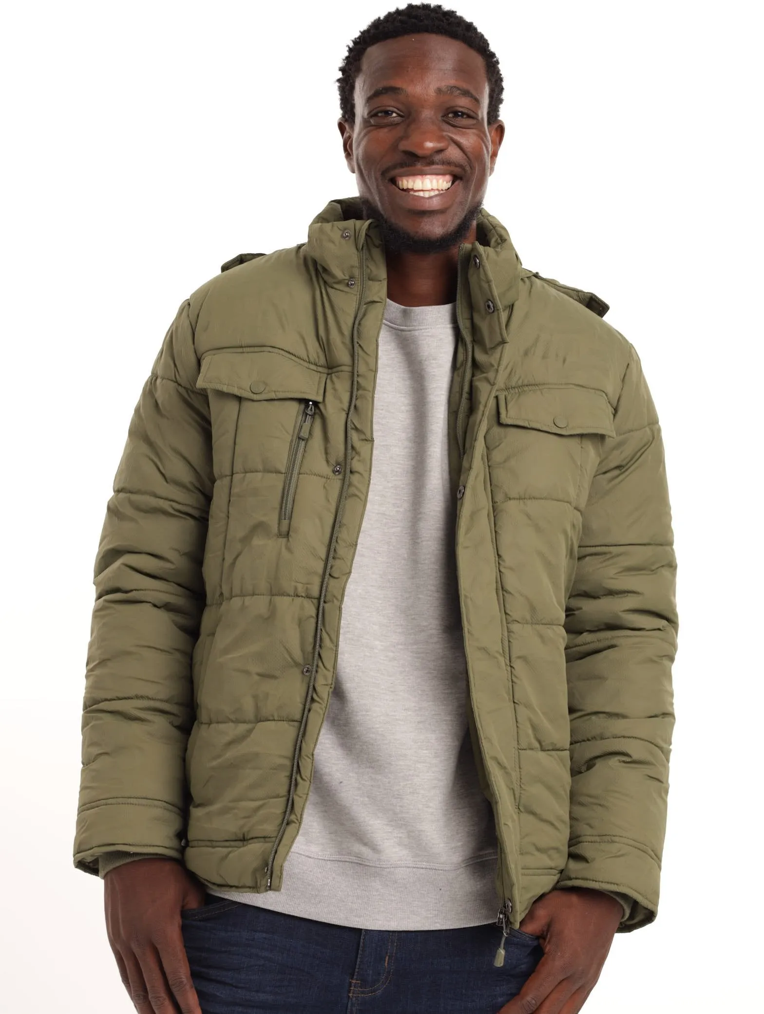 Men's Camo Puffer Jacket - Olive sold by Edgars