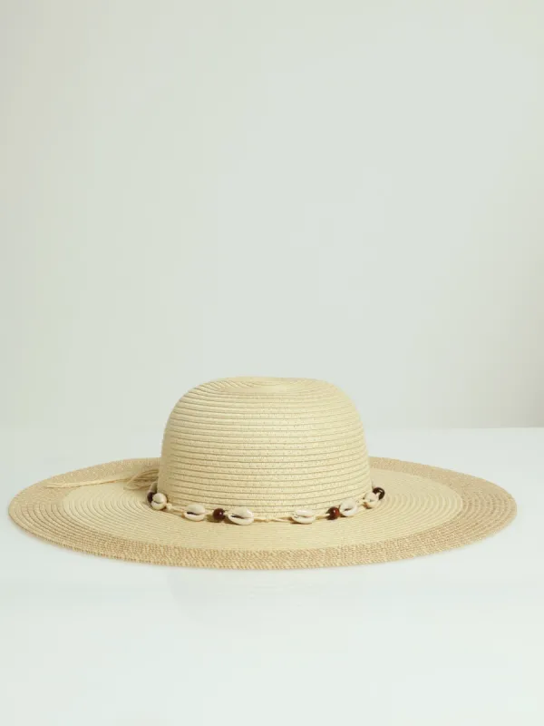 Wide Brim Two Tone Straw Hat - Caramel sold by Edgars