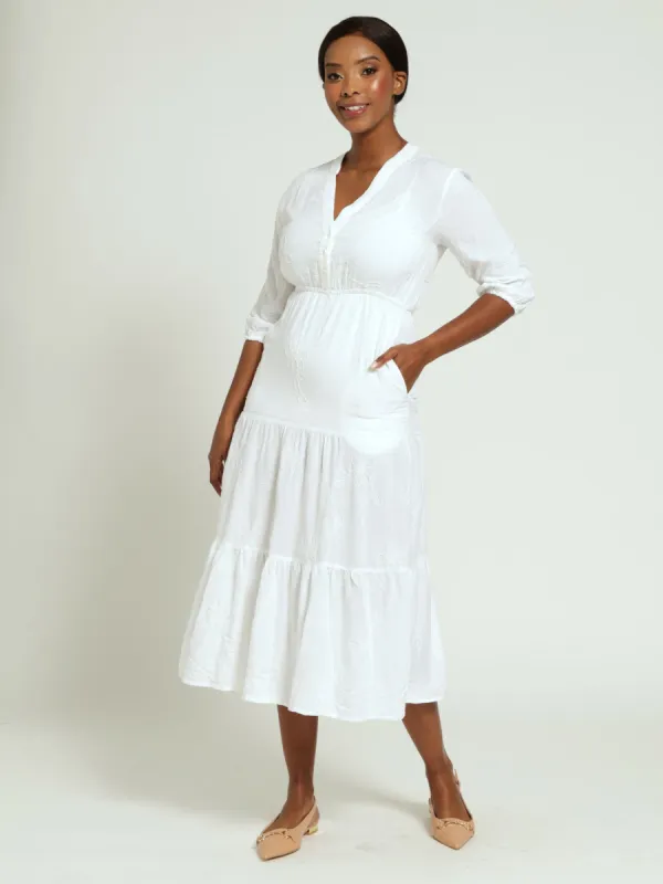 Embroidered Maxi Dress - White sold by Edgars