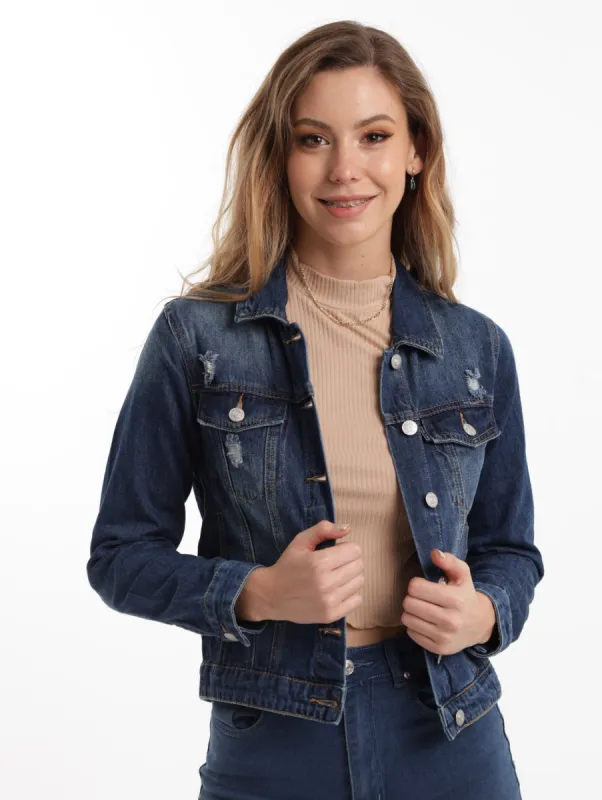 Ladies Denim Jacket - Dk Blue sold by Edgars