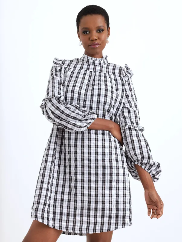 Ladies Frill Sleeve Ghingham Dress sold by Edgars