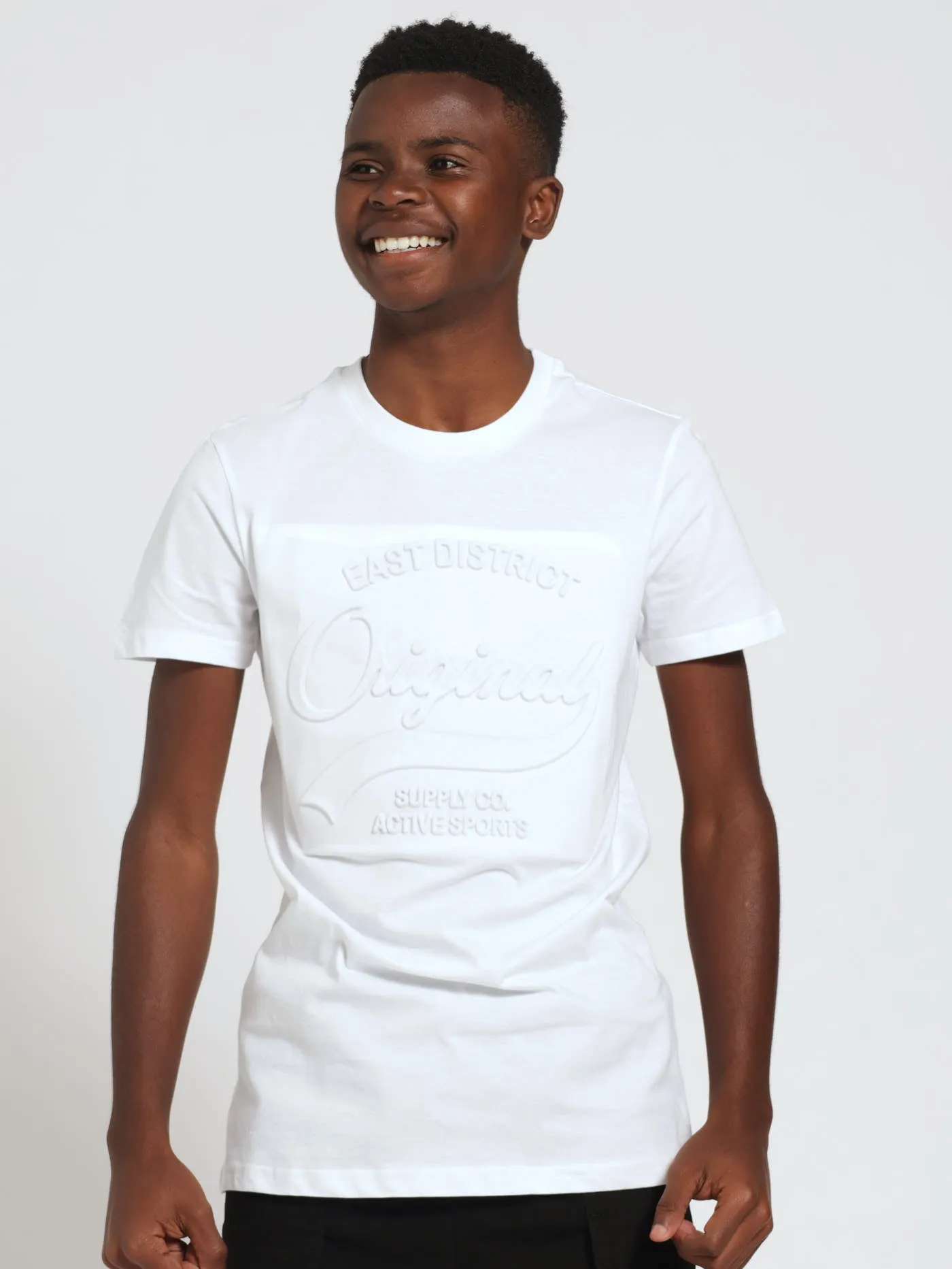 Boys Original Embossed Tee - White sold by Edgars
