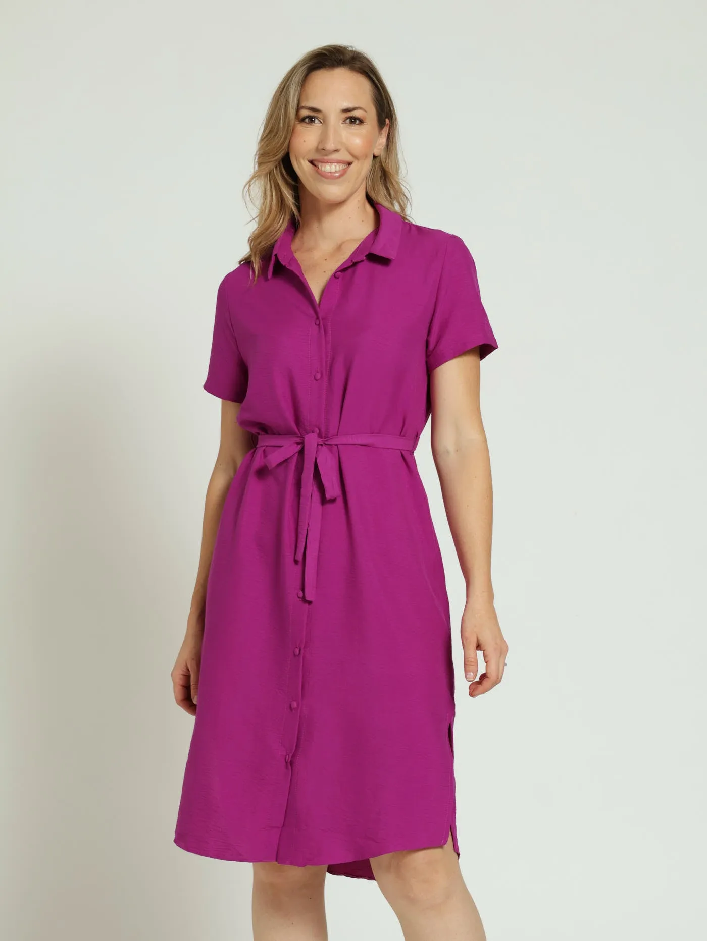 Easy Wearing Shirt Dress - Magenta sold by Edgars