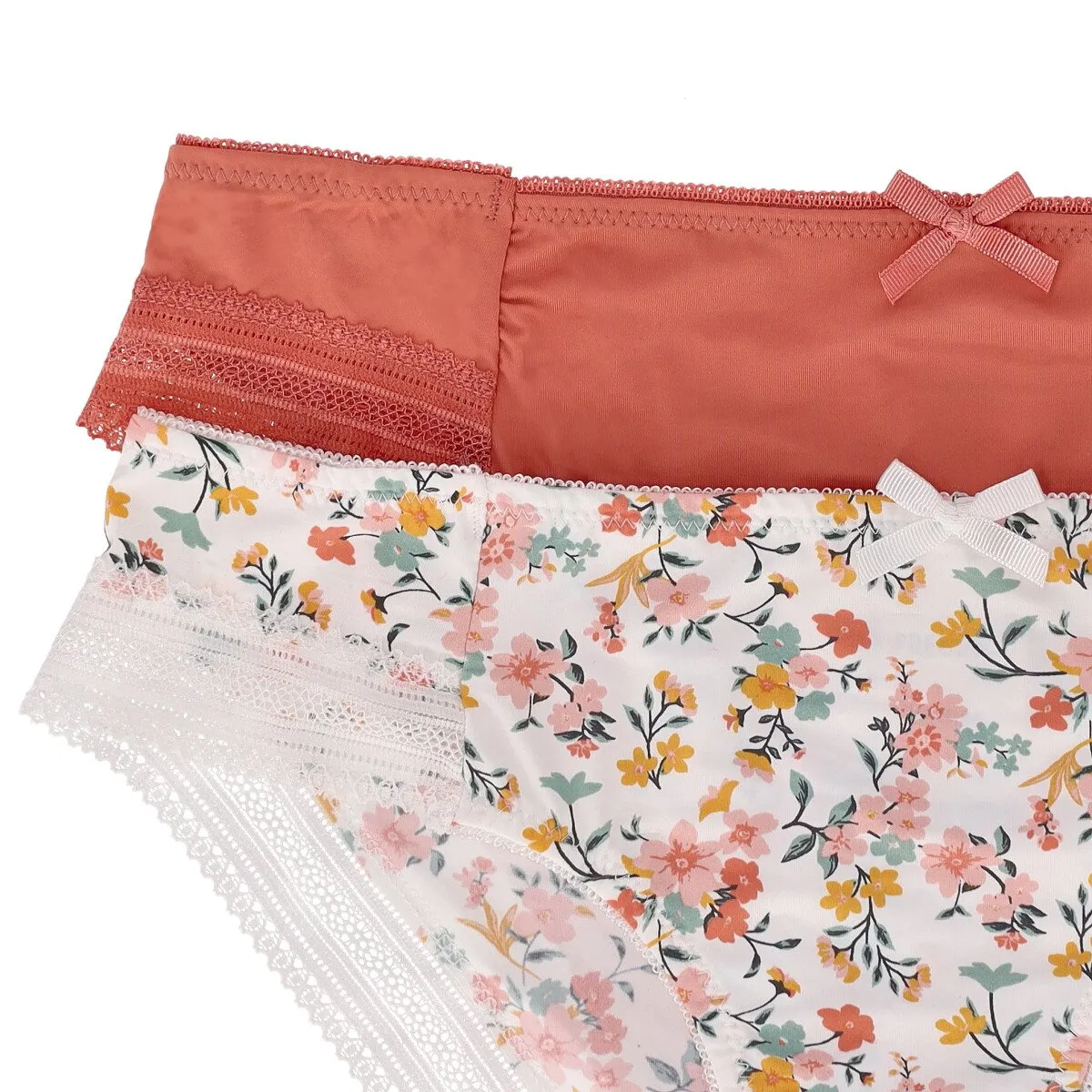 Ladies 2 Pack Printed Lace Trim Panty - Rust sold by Edgars