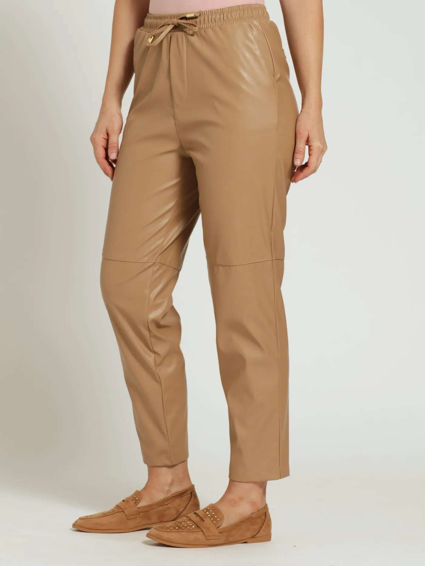 Pull On Pu Anklegrazer Pants With Drawstring - Stone sold by Edgars product image thumbnail 2