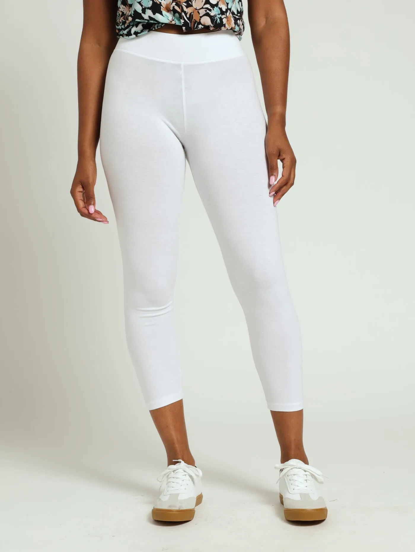 Wide Waistband Crop Legging - White sold by Edgars