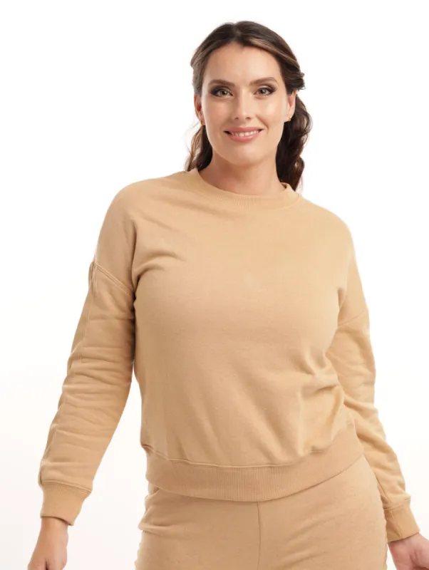 Ladies Woven Inset Top - Camel sold by Edgars