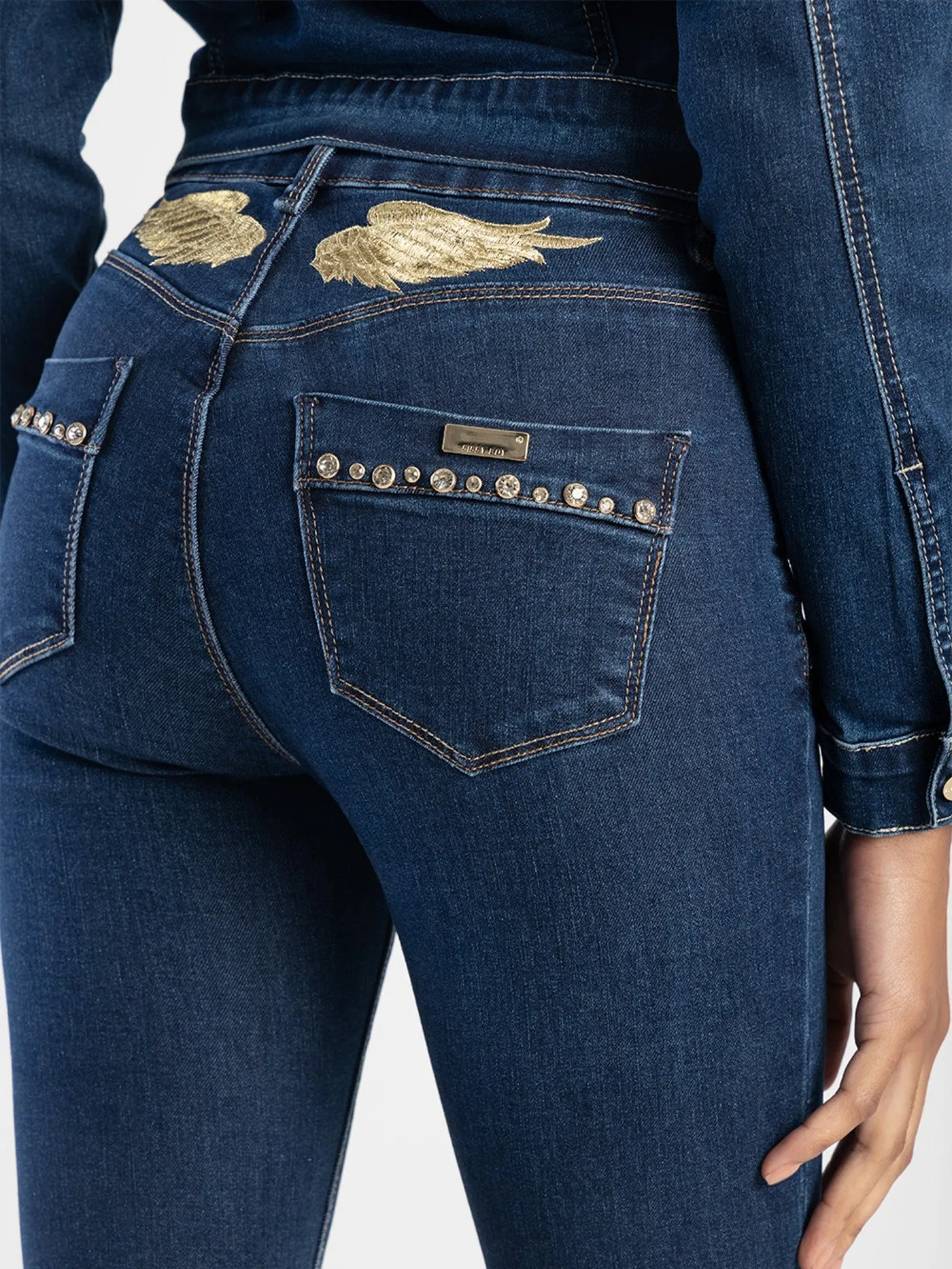 Axel Skinny Denim Jean With Yoke Wing Embroidery - Dark Blue sold by Edgars product image thumbnail 4