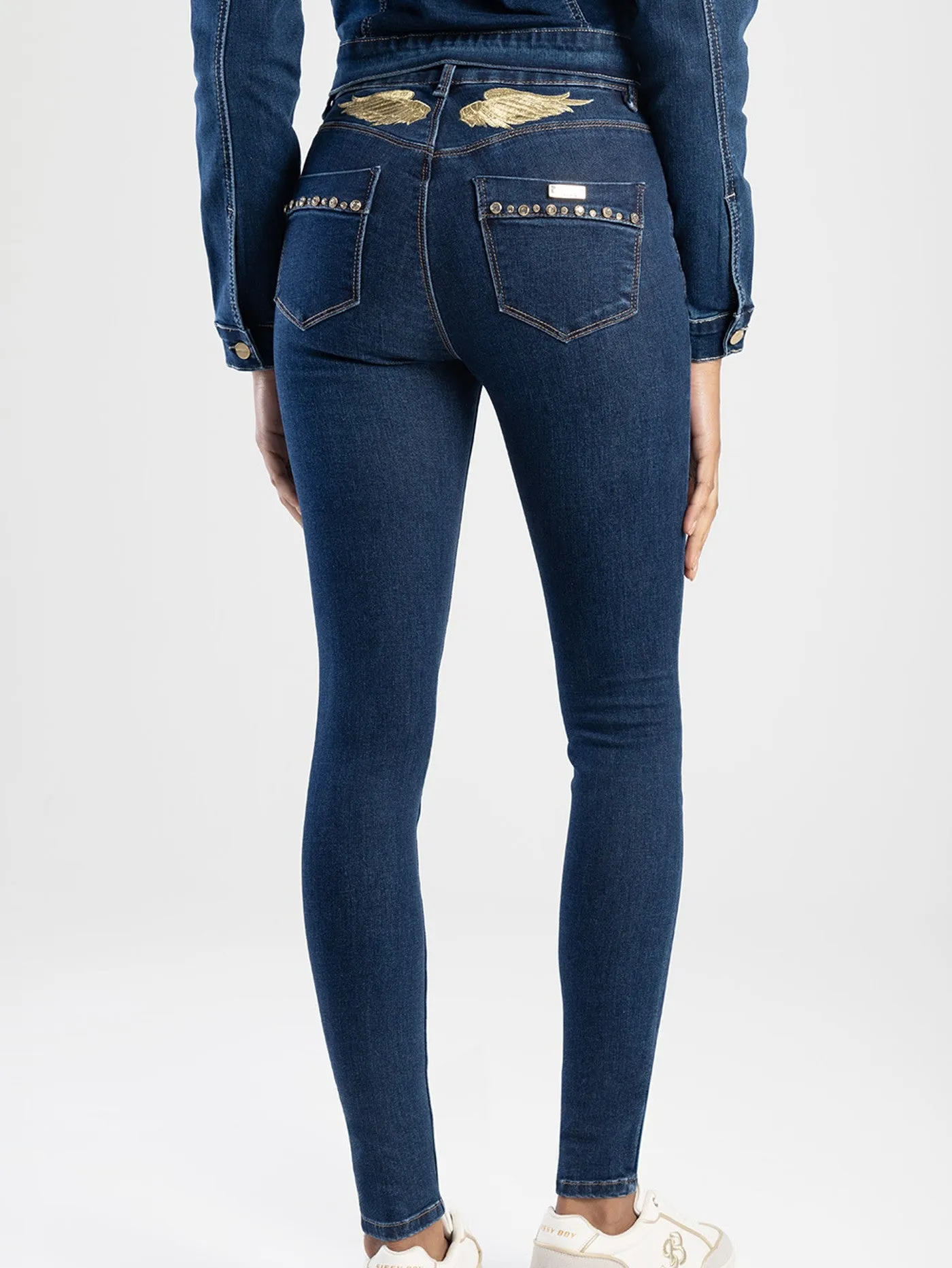 Axel Skinny Denim Jean With Yoke Wing Embroidery - Dark Blue sold by Edgars product image thumbnail 3
