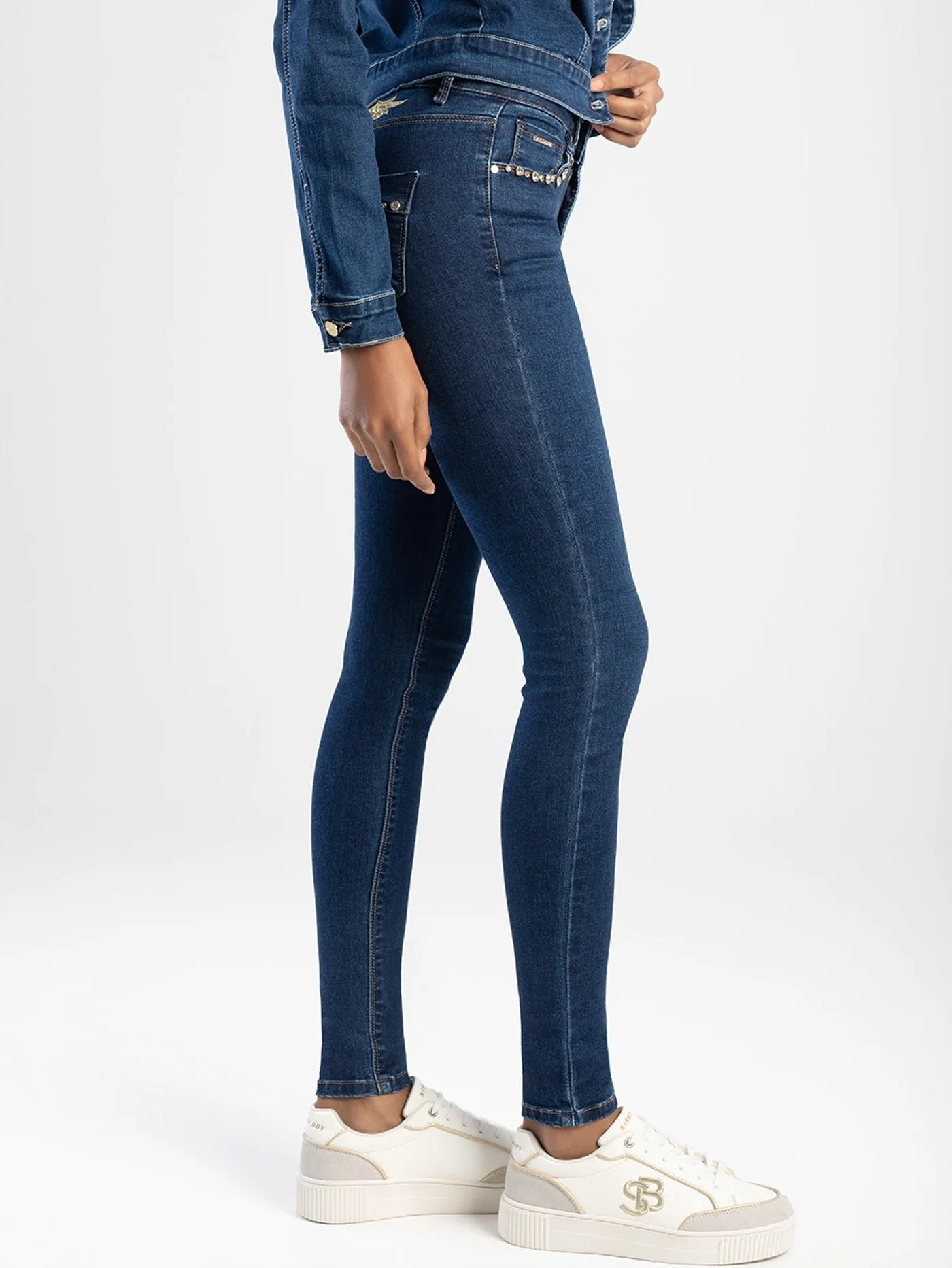 Axel Skinny Denim Jean With Yoke Wing Embroidery - Dark Blue sold by Edgars product image thumbnail 2