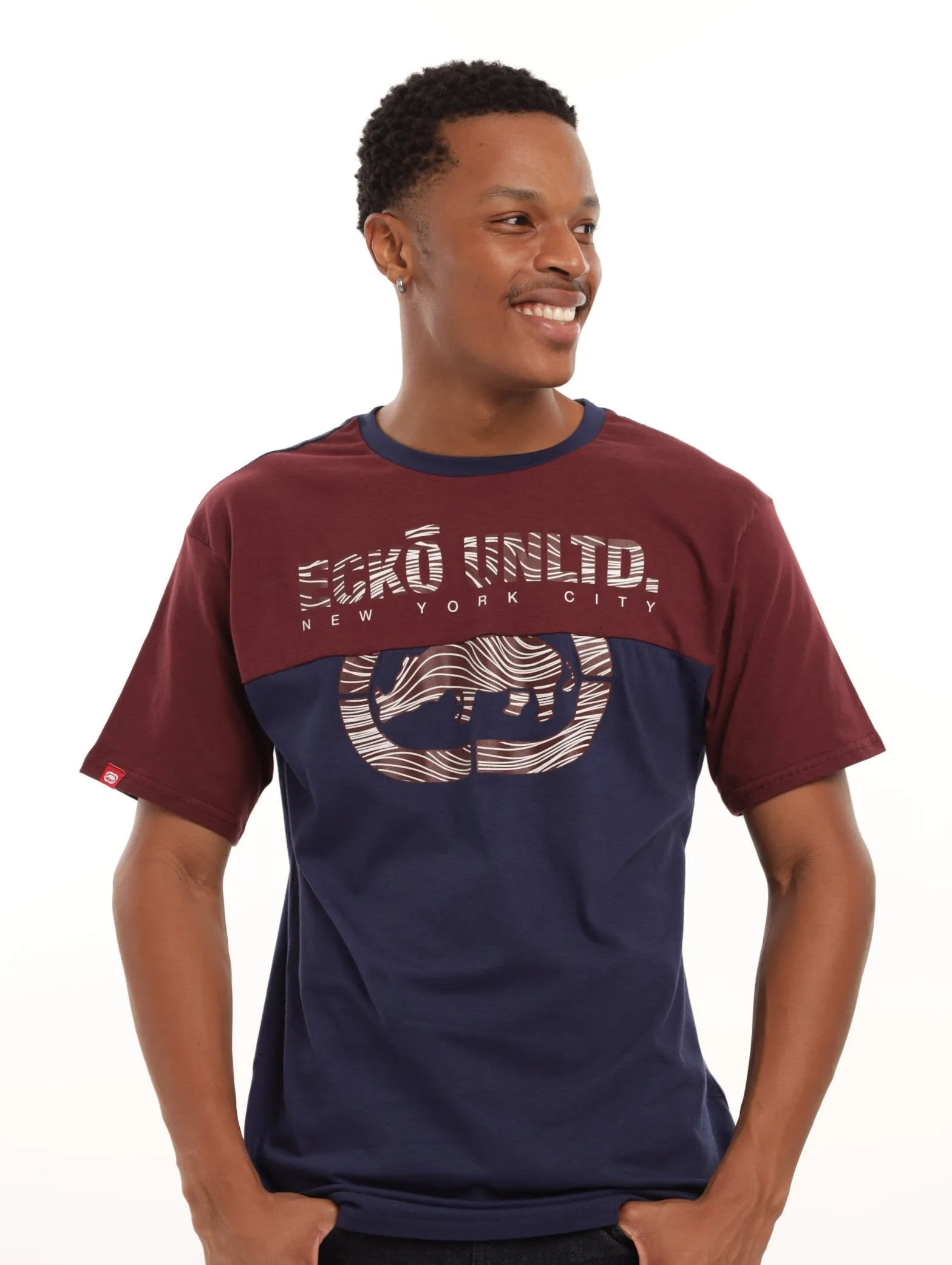 Men's Topograph Cut N Sew Tee - Wine sold by Edgars