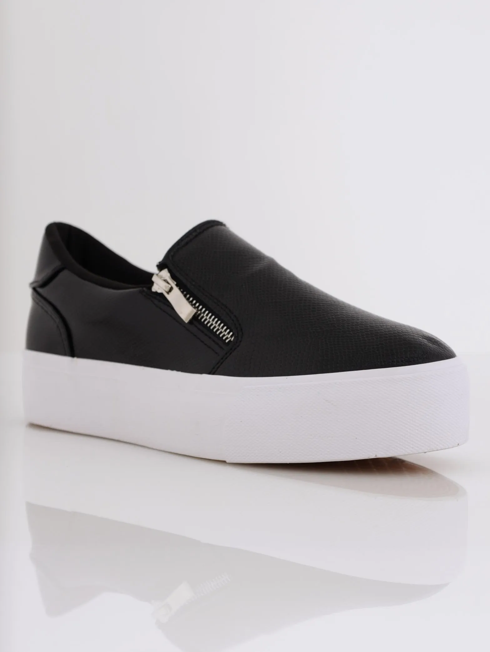 Ladies Side Zip Platform Sneaker - Black sold by Edgars
