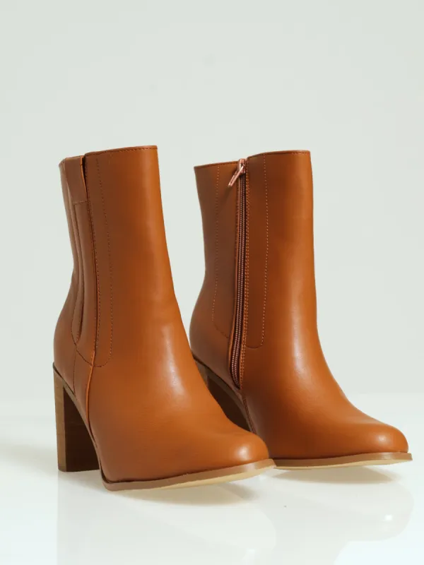Woodstack Platform Boot - Chestnut sold by Edgars