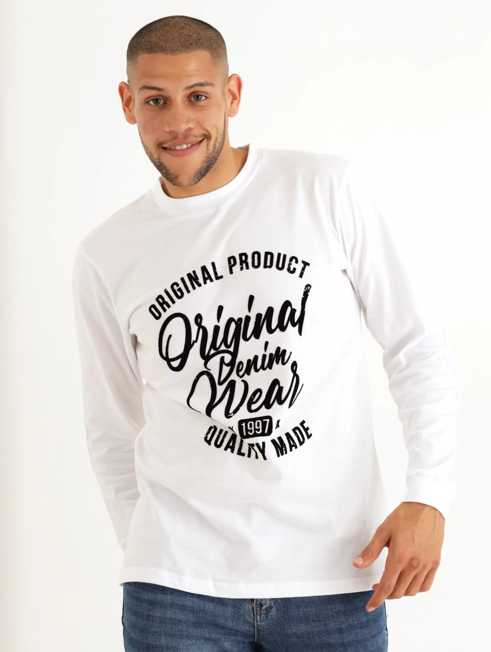 Men's Long Sleeve Original Flock Tee - White sold by Edgars