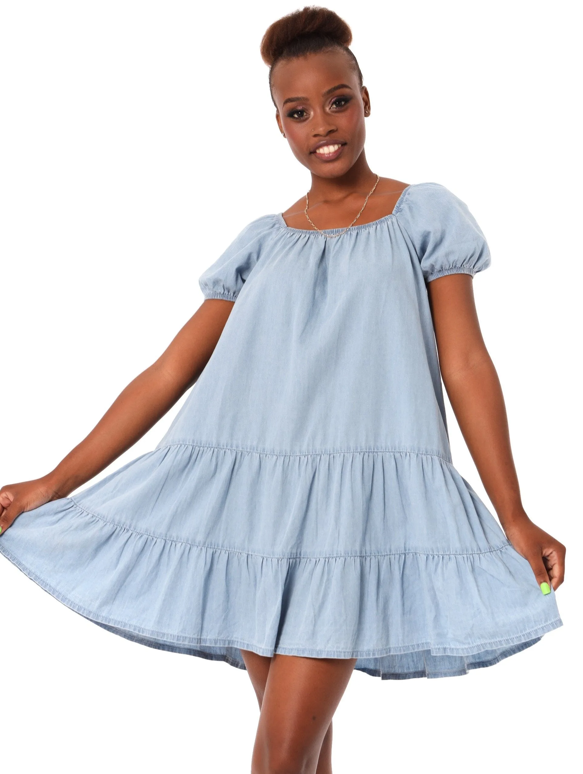 Ladies Chambre Tiered Mini Dress - Denim sold by Edgars