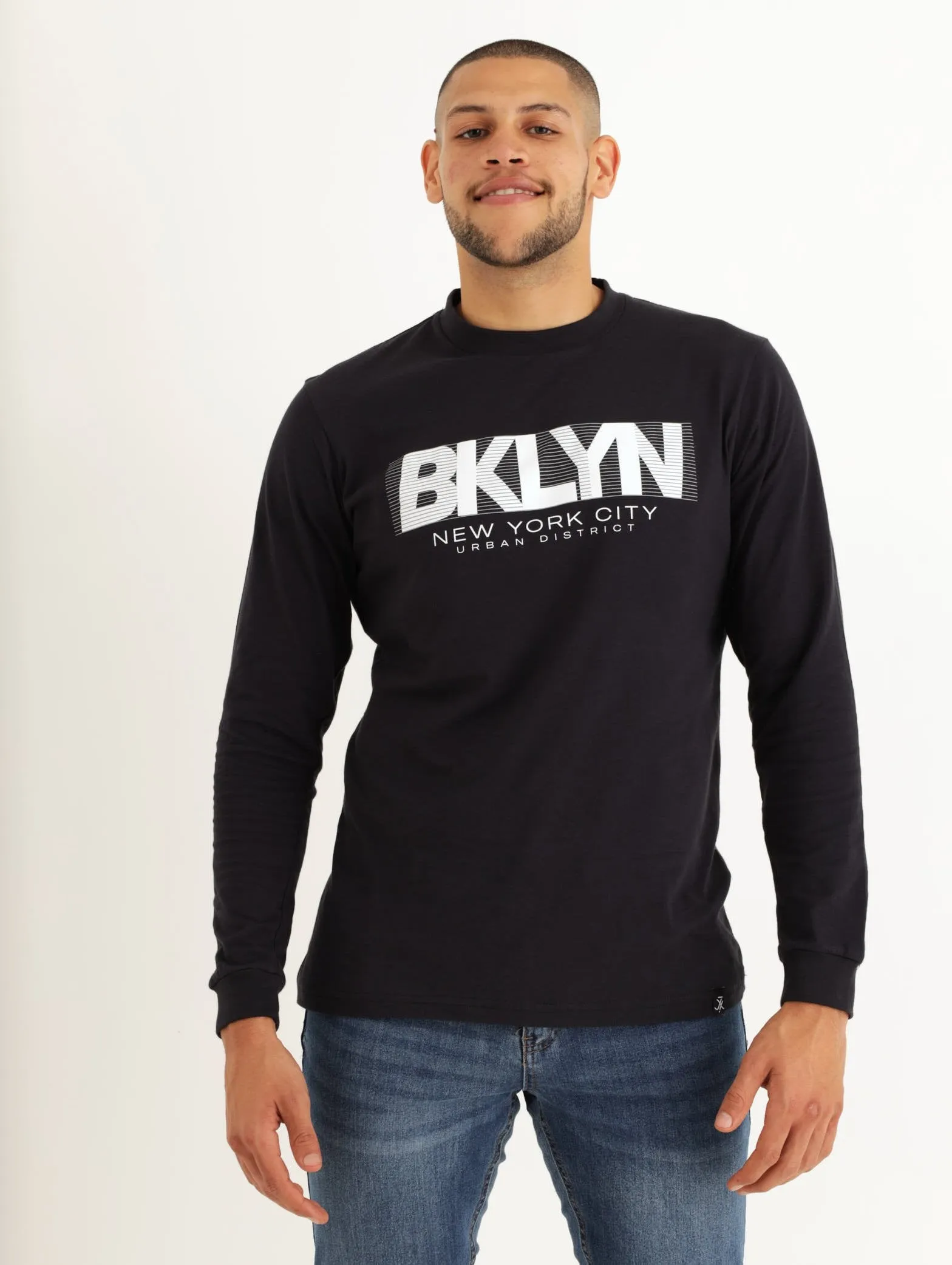 Men's Long Sleeve Brooklyn Tee - Black sold by Edgars