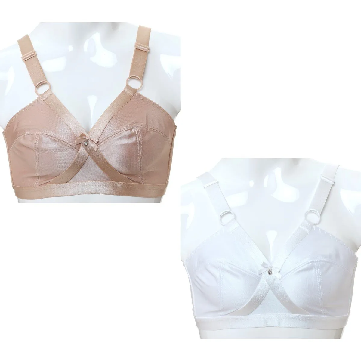 Ladies 2 Pack Nylon Bra - White/Nude sold by Edgars