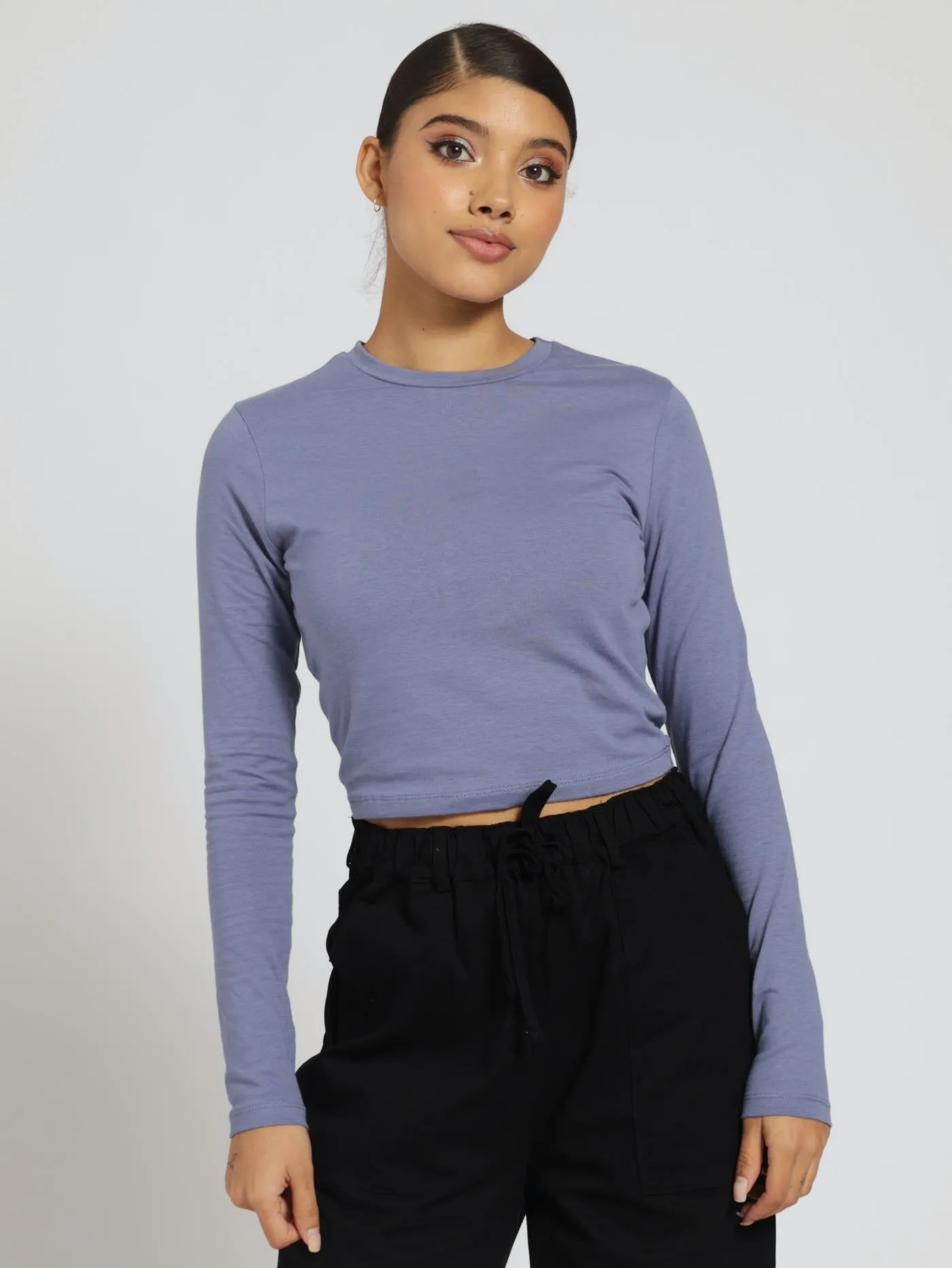Long Sleeve Basic Top - Smokey Blue sold by Edgars