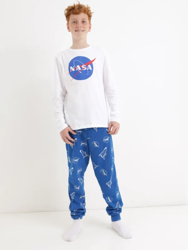 Boys NASA PJ Set - White/Navy sold by Edgars