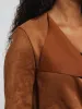 Long Sleeve Suede Waterfall Jacket - Brown sold by Edgars