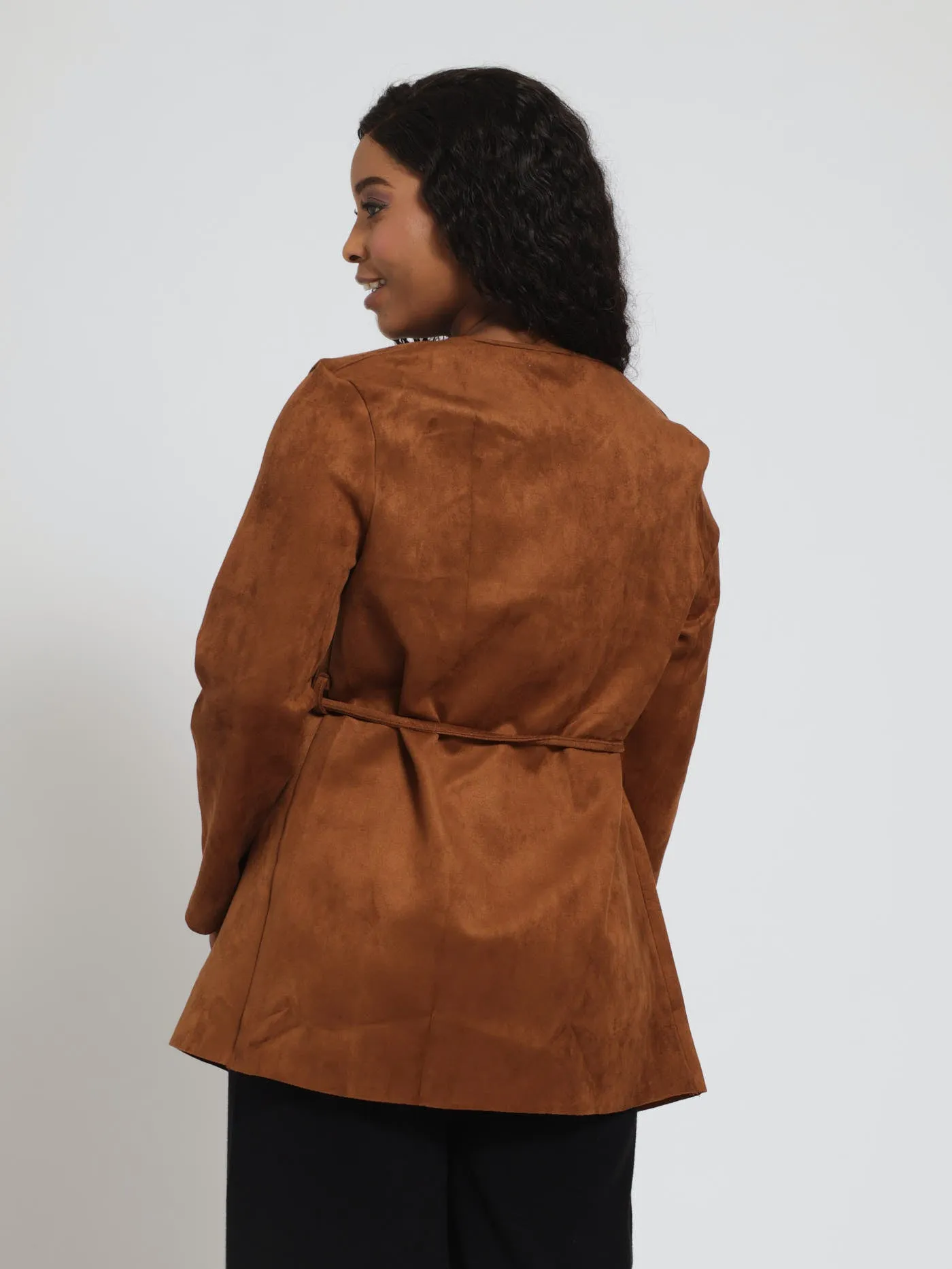 Long Sleeve Suede Waterfall Jacket - Brown sold by Edgars product image thumbnail 4