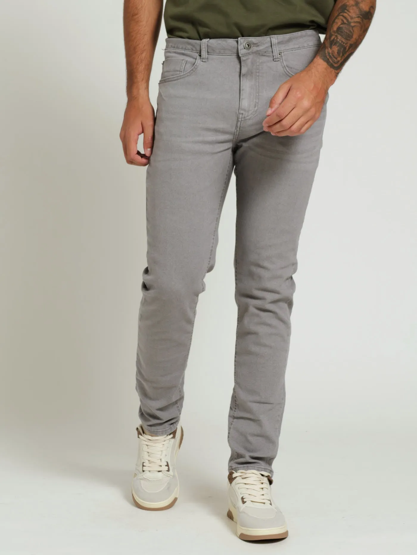 Worn In Skinny Denim Jean - Grey sold by Edgars