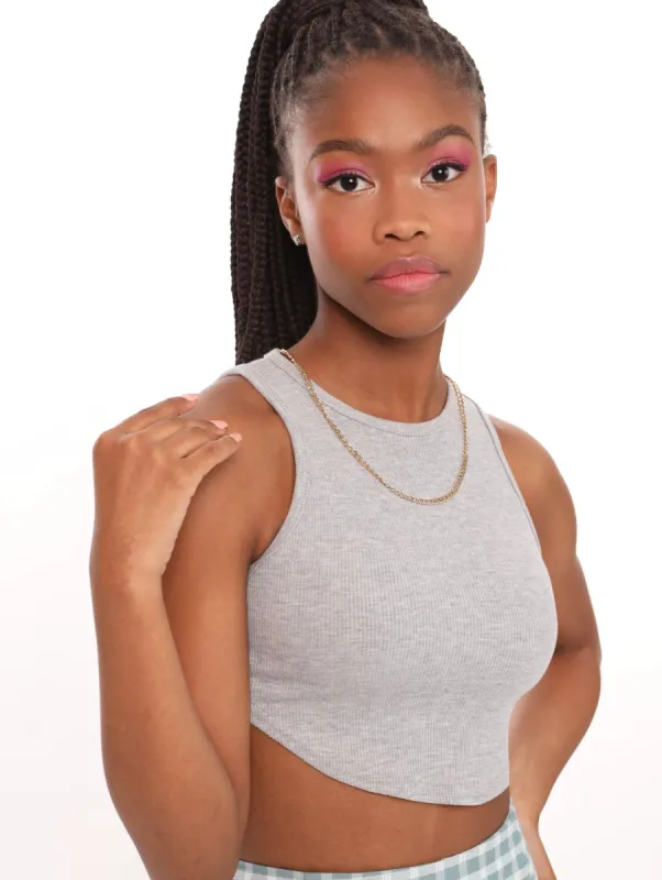 Ladies Ribbed Scoop Hem Tank - Grey sold by Edgars