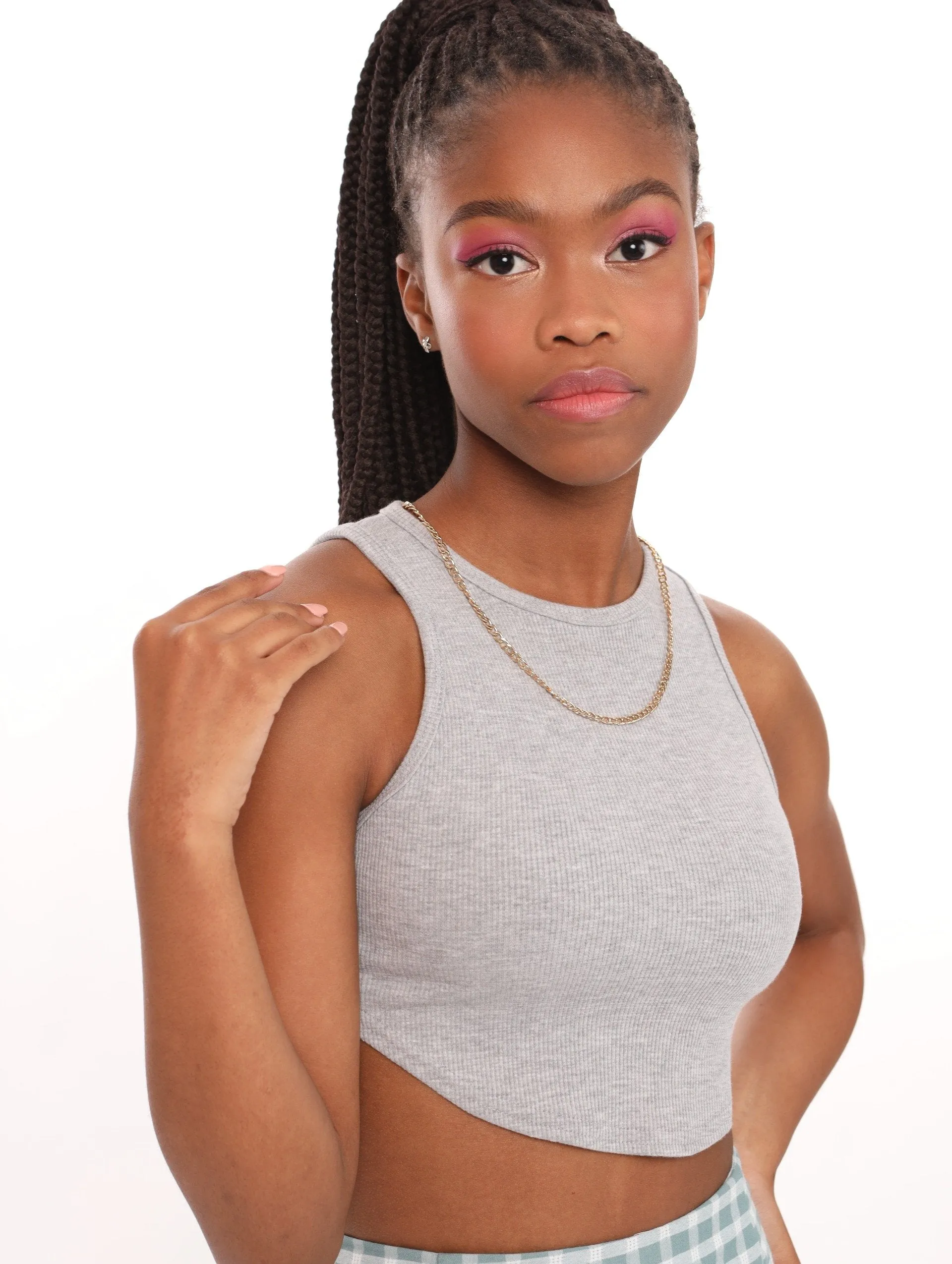 Ladies Ribbed Scoop Hem Tank - Grey sold by Edgars