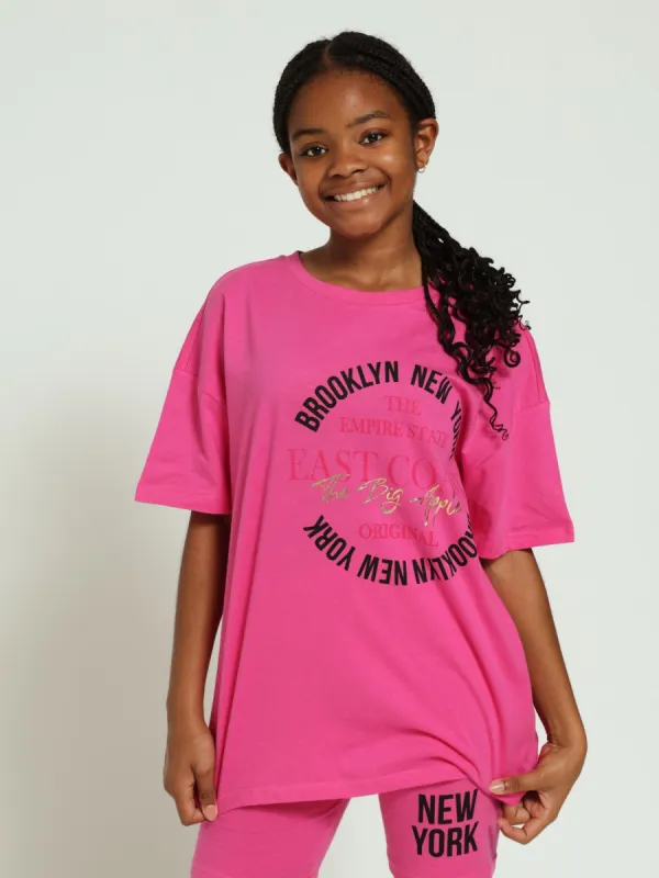 Girls Oversized Tee - Cerise sold by Edgars