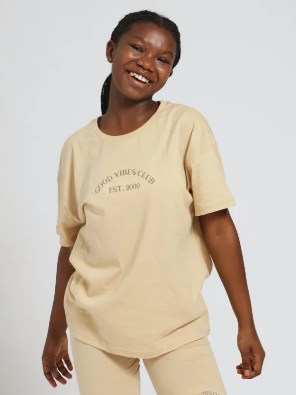 Girls Oversized Tee - Stone sold by Edgars
