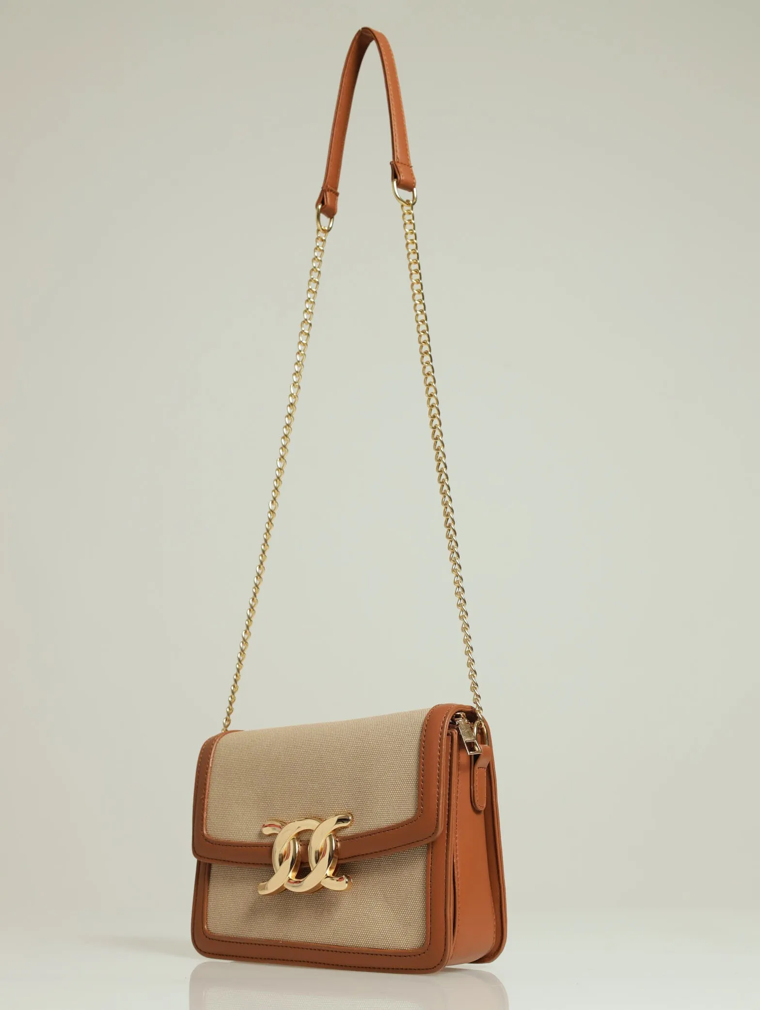 Canvas Front Clasp Satchel - Tan sold by Edgars