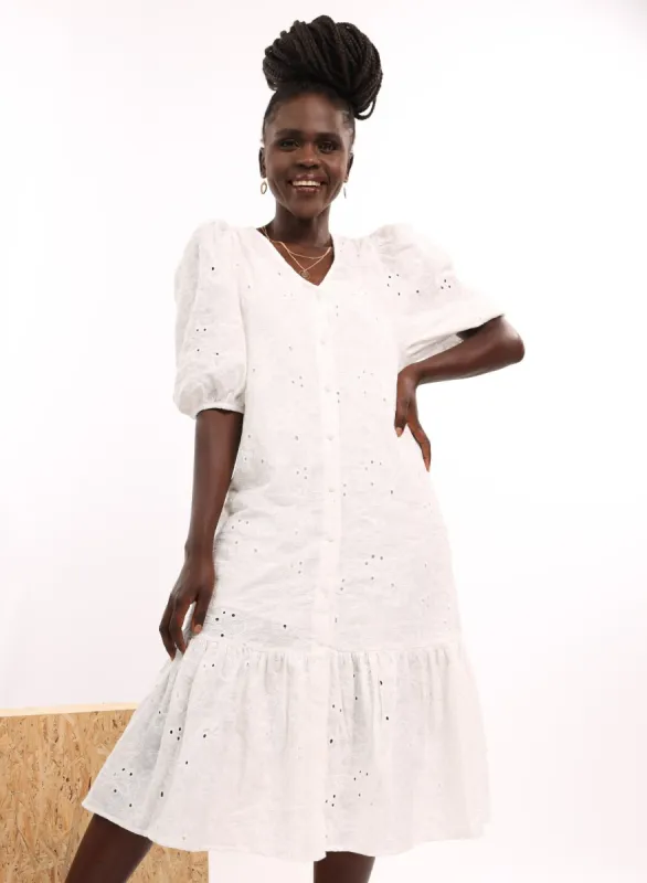 Ladies Tiered Dress - White sold by Edgars