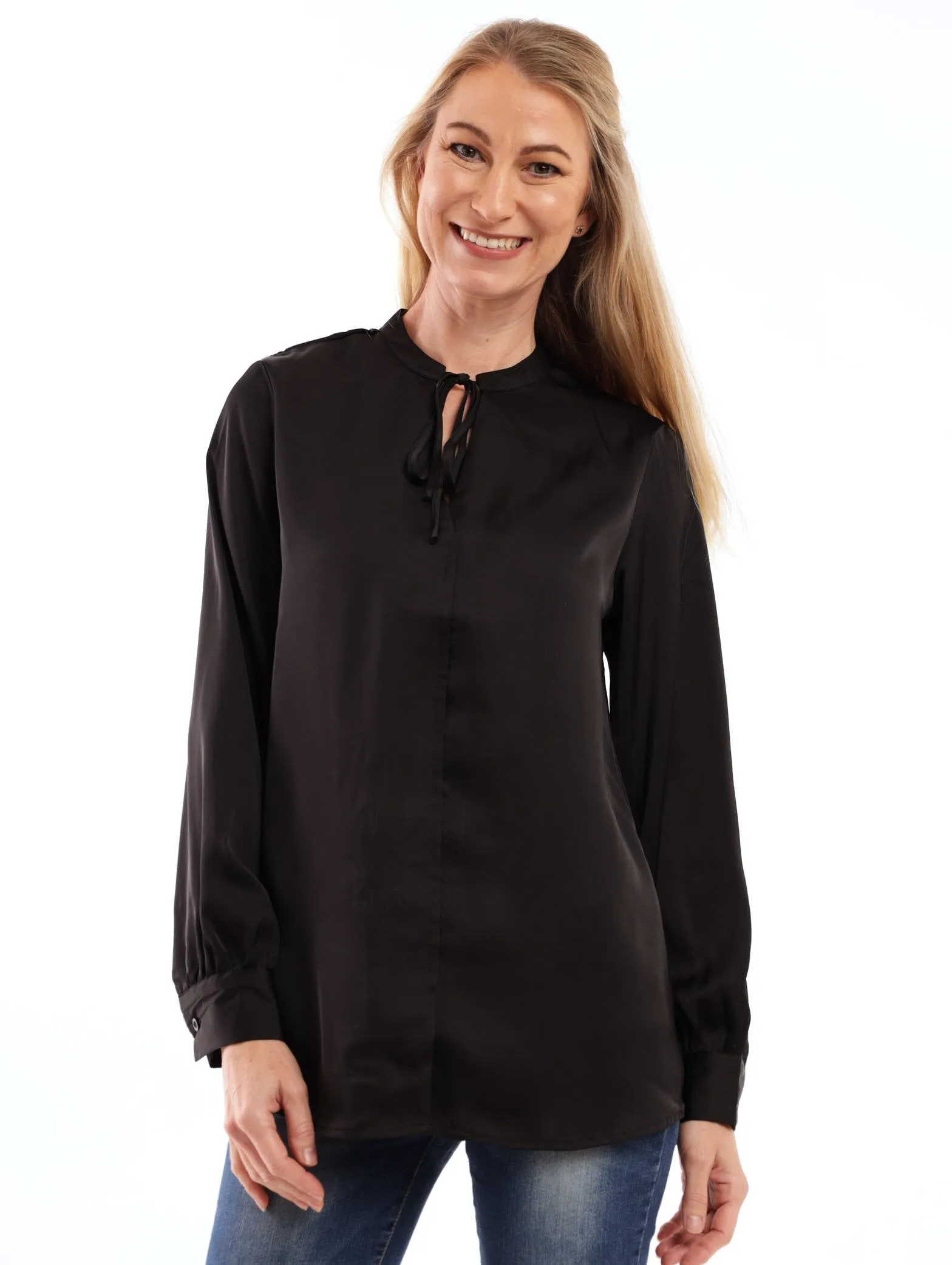 Ladies Satin Detail Blouse - Black sold by Edgars