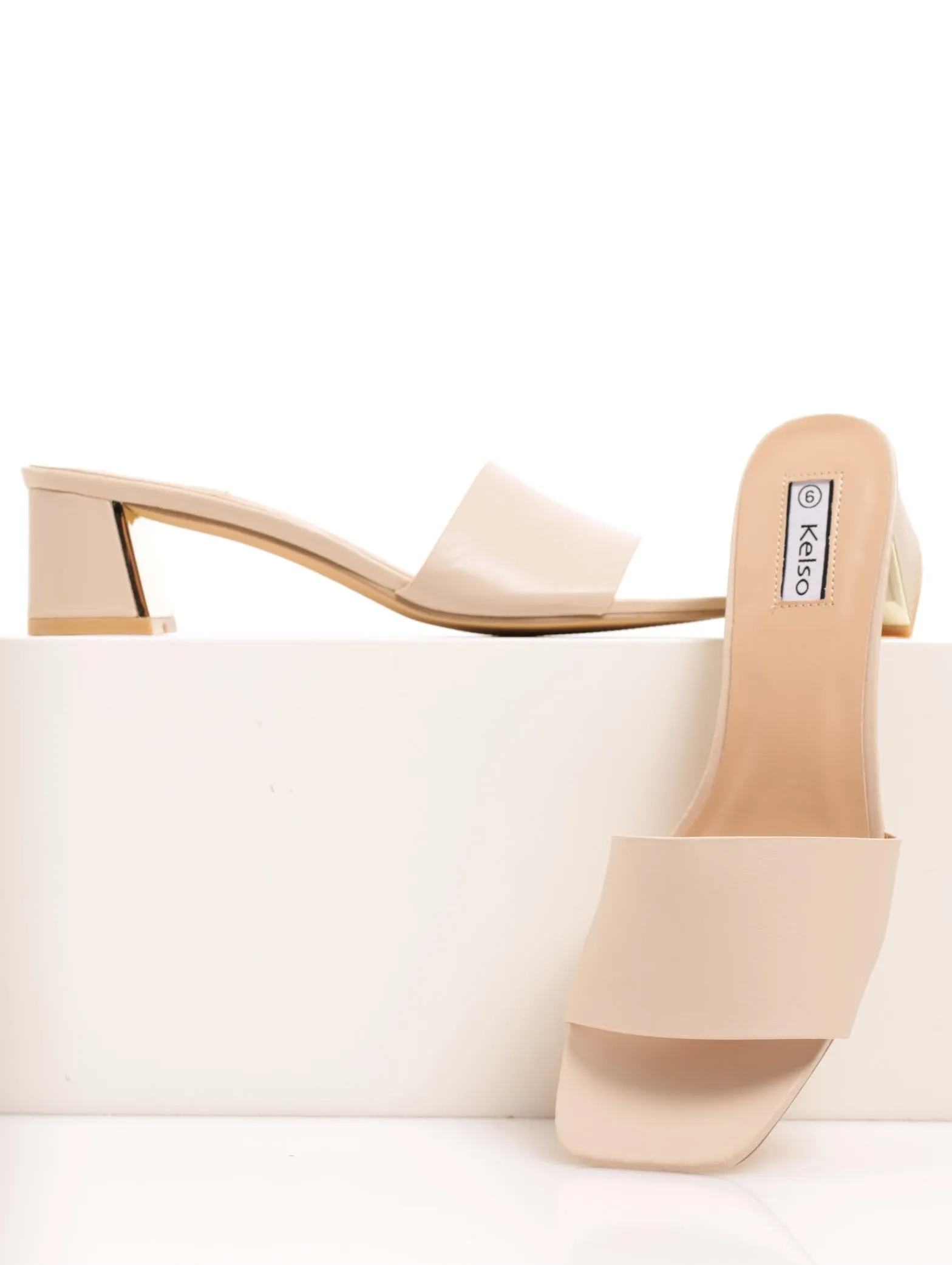 Ladies Square Toe Push In Heel - Oatmeal sold by Edgars